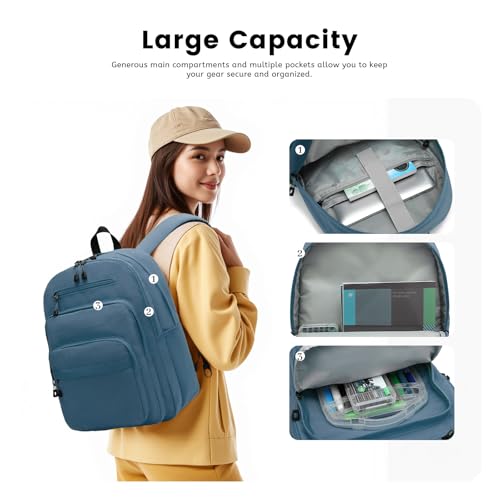 Lanola Basic Multi-Pocket Multipurpose Backpack Classical Water Resistant Bookbag For School Business Travel or Casual Daypack Backpacks For Men Or Women - Turquoise