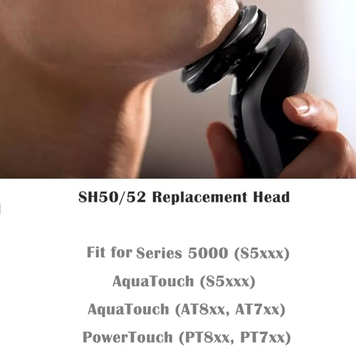 Suleto SH50/52 Replacement Heads for Series 5000 Electric Shaver - 9 Pack with Brush - Compatible with ATXX PTXX Models