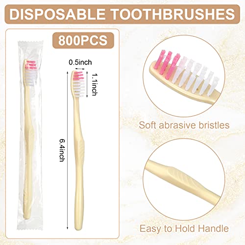 Tanlade 800 Pcs Disposable Soft Bristle Travel Toothbrushes Bulk Individually Wrapped for Adults Kids Hotel Camping