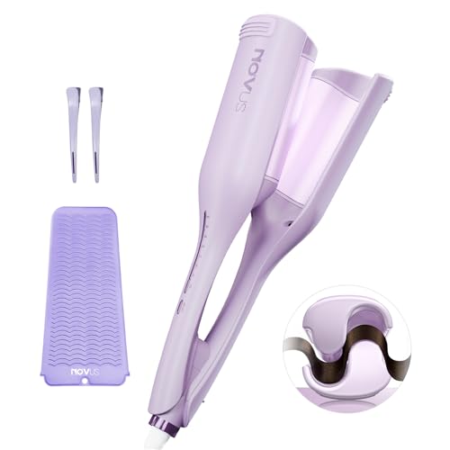NOVUSPRO 1.4-Inch Hair Waver & Curling Iron for All Hair Types, Ionic Heat Styling Tool