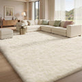 Cream 9x12 Shag Area Rug - Fluffy Living Room & Bedroom Carpet
