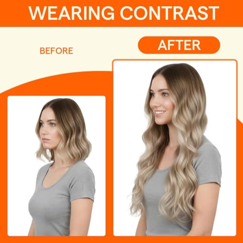 Full Shine U Tip Hair Extensions - Balayage Brown to Ash Blonde 18 Inch 50g with Variation A # 3/8/22