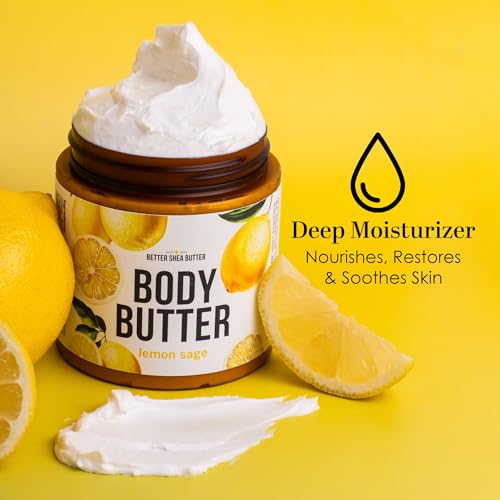Natural Shea Butter Lemon Sage Body Butter for Dry Skin Moisturizer