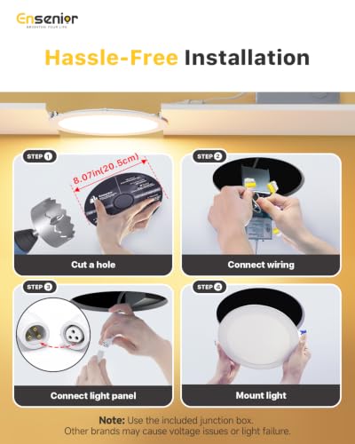 8 Inch Dimmable LED Recessed Light 5CCT Canless Wafer - Energy Saving, Easy Install