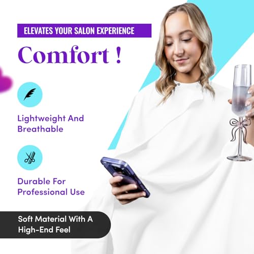 The Branded Salon Mane Squeeze Bleach-Proof Hair Cutting Cape - White, Unisex Adult