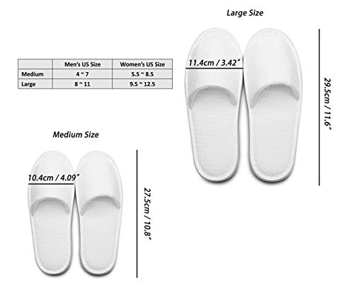 Large White Waffle Open Toe Slippers - 10 Pairs for Spa, Hotel, Travel, and Home - Washable Non-Slip Indoor Footwear Variation of THIS listing
