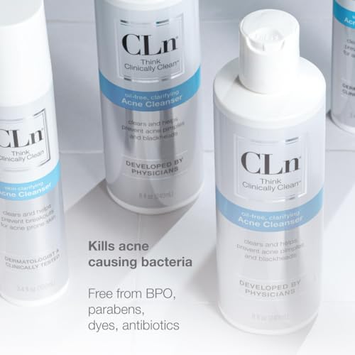 CLn¢ç Acne Cleanser-The Only Cleanser with 0.5% Salicylic Acid Preserved with Sodium Hypochlorite for Clarifying Skin from Blackheads & Breakouts, Oil-Free & Fragrance-Free, 8 fl oz