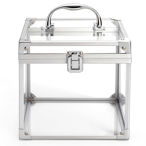 Acrylic Crown & Cosmetic Storage Box with Locking Latches - Portable Vanity Organizer for Pageants & Travel