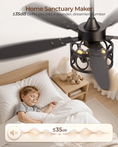 52 Inch Ceiling Fan with Lights and Remote - Dual Finish Blades, Quiet Reversible Motor, Flush Mount for Living Room, Kitchen & Porch