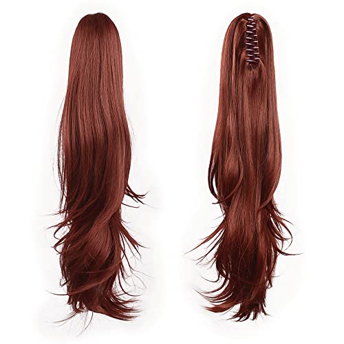 Auburn Ponytail Extensions 22 Inch Pack of 2 Claw Clip-In Hairpieces for Women