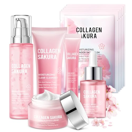 10-Piece Sakura Skin Care Set for Teens & Women Travel Kit Hydrating & Repairing