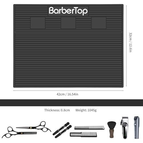 Magnetic Barber Organizer Mat with 3 Slots - Professional Salon Tool Station, 16.5x12.5, Non-Slip Silicone
