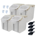 Gray 4Pack Large Airtight Food Storage Containers with Wheels & Seal Locking Lids