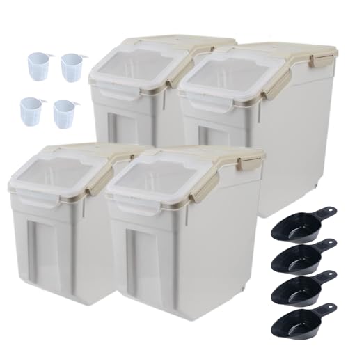 Gray 4Pack Large Airtight Food Storage Containers with Wheels & Seal Locking Lids