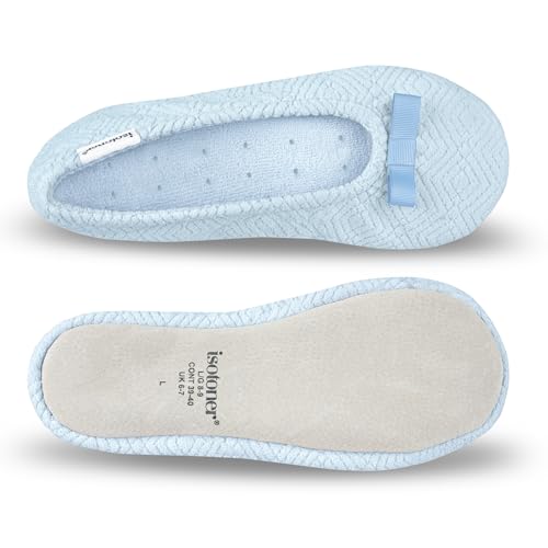 Women's Diamond Microterry Ballerina Slippers Blue Fog - 5-6 Variation