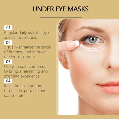 Gold Collagen Under Eye Mask Patches, 60 Pcs Anti-Aging Hydrating Eye Treatment for Dark Circles, Puffiness, Wrinkles and Fine Lines with Hyaluronic Acid