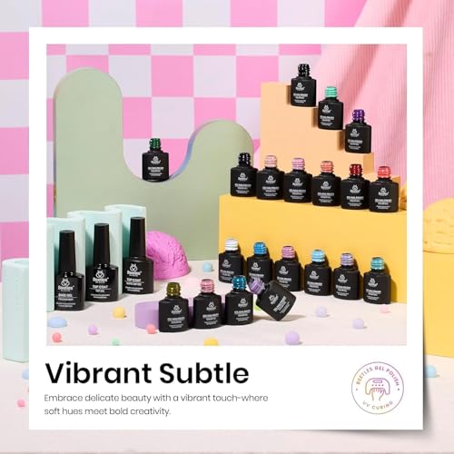 Beetles Spring Gel Polish Set - 20 Colors Red Green White Black Nude Spring Gel Nail Polish with Base Top Coat Trendy Colors Uv LED Lamp Salon DIY at Home Nails Gifts for Women Vibrant Subtle