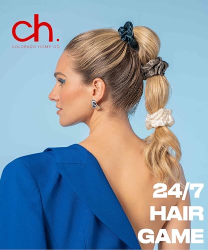 Colorado Home Co 3pc Black Mulberry Silk Scrunchies for Women & Girls