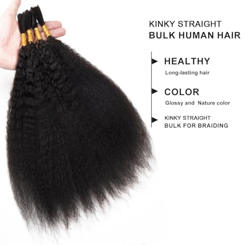 RLHAIR 14 Inch Kinky Straight Human Braiding Hair No Weft Natural Black