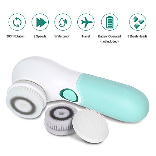 Facial Cleansing Brush Set with 3 Replacements - Deep & Gentle Skin Care