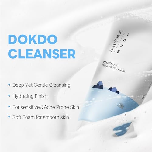 ROUND LAB Dokdo 2-Step Pore Purifying Cleanser Duo for Facial Cleansing, 1025 Dokdo Cleansing Oil and Cleanser, Makeup Blackhead Remover for Sensitive Skin, Easy to Wash, Korean Skin Care