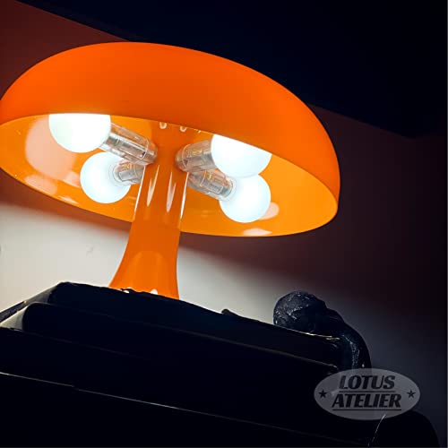 Orange Mushroom Table Lamp for Room Aesthetic - Retro Mid Century Lighting
