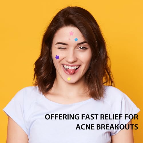 Star Acne Pimple Patch 140 Counts, Hydrocolloid Acne Patches for Face, Purple, Blue, Green, Pink and Yellow