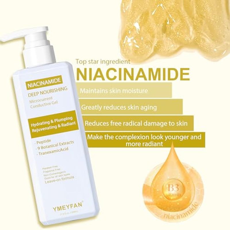 500ML Conductive Gel, Deep Nourishing Facial Leave-On Gel Primer for Microcurrent Devices, Hydrating Rejuvenating Radiance Serum, Niacinamide, Peptide & 9 Botanical Extracts, Paraben & Fragrance Free