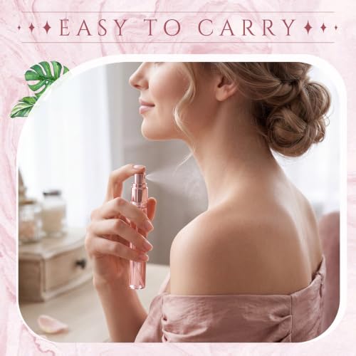 60 Pcs 10ml Mini Perfume Bottle, Fine Mist Atomizer, Pink, Rose Gold