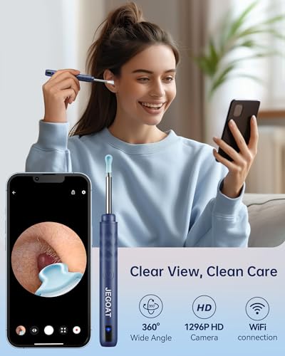 JEGOAT Midnight Blue 1296P HD Ear Wax Removal Camera with Smartphone App