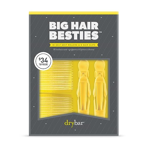 Self-Grip Hair Rollers & Clips Kit for Volume and Styling - 16 Rollers, 6 Clips