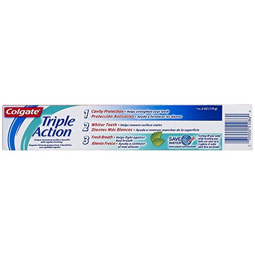 Colgate Triple Action Mint Toothpaste 8oz Pack of 6 - Deep Clean & Fresh Breath
