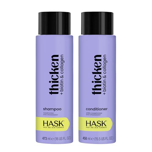 HASK Shampoo + Conditioner Set | Color Safe, Sulfate-Free, Paraben-Free, Gluten-Free, Cruelty-Free | 16oz each, 2 Pack