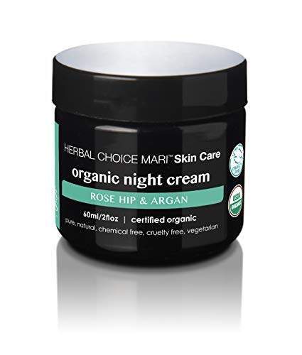 Organic Night Cream 2 Fl Oz - Herbal Choice Mari Rose Hip & Argan - No Synthetic Chemicals - Travel Size Variation of THIS listing