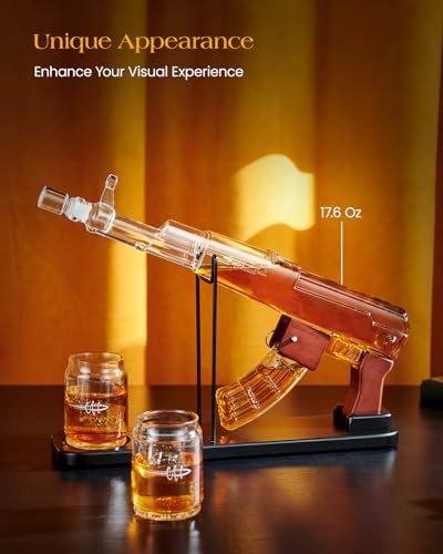 Kollea Whiskey Decanter Gift Set with 2 Shot Glasses - Premium Liquor Dispenser