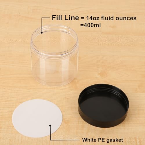 30 Packs 14 oz Transparent Plastic Jars with Black Lids - Cosmetic & Kitchen Storage Variation of THIS listing
