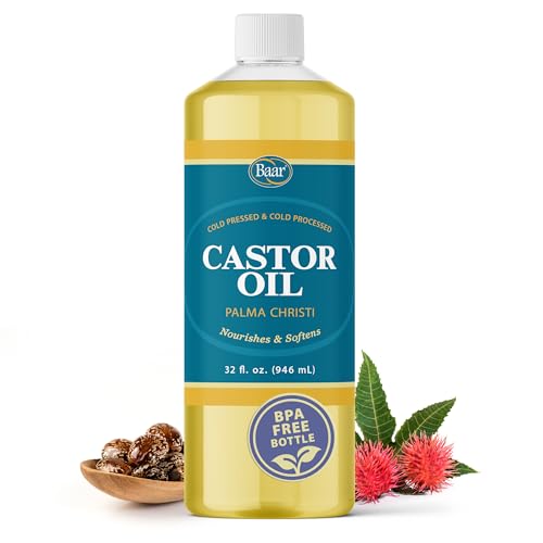 Baar 32 oz Cold-Pressed Hexane-Free Castor Oil for Skin, Hair, Massage — Pack of 1