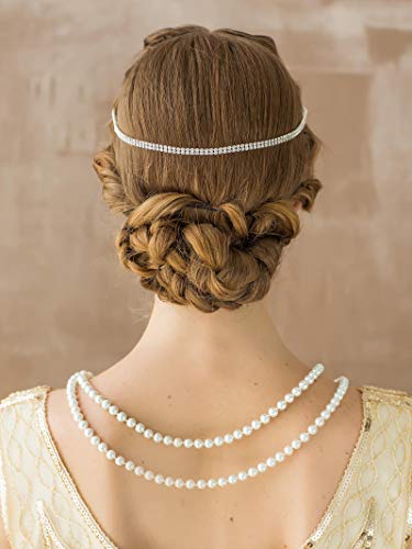 1920s Flapper Headband for Women - Silver Rhinestone Gatsby Party Accessory - Style 3