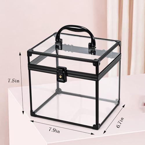 Costravio Clear Makeup Case with Crown Design, Black Travel Organizer for Beauty & Toiletries