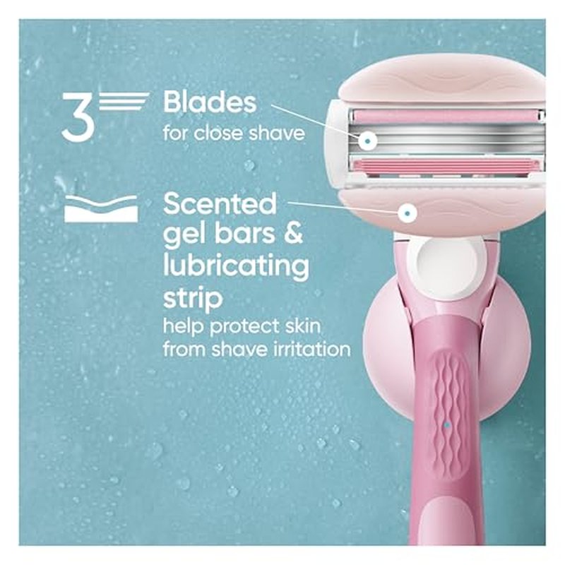 Gillette Venus ComfortGlide White Tea Women's Razor Refills, 4 Refill Cartridges, Fits Venus Reusable Razor Handles, 3-Bladed with Built-in Shave Gel Bars, Holiday Gifts for Women