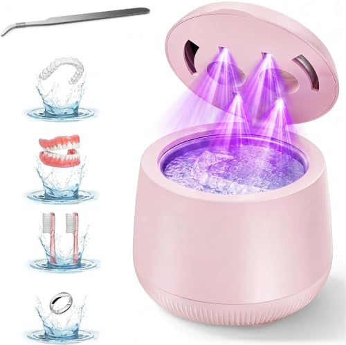 Pink 200ml Ultrasonic Retainer Cleaner Machine with 4 Modes