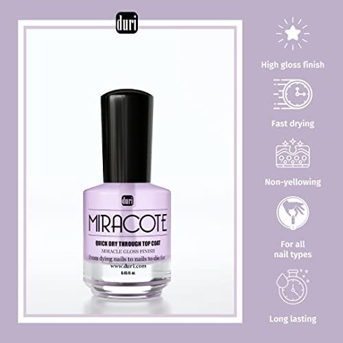 Miracote Quick-Dry High Gloss Top Coat - 3 Pack Nail Polish Sealer & Protector