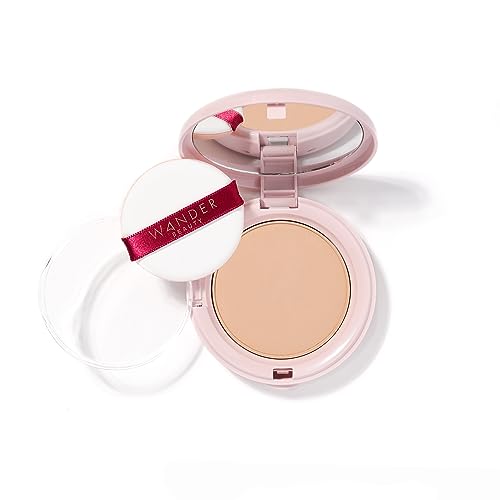 Wander Beauty Wanderlust Powder Foundation - Medium - Blurs and Evens Skin Tone - Perfects and Hydrates With Hyaluronic Acid, Aloe, Honeysuckle, & Vitamin E - Lightweight, Buildable Coverage - 0.31 oz