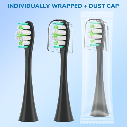 Replacement Toothbrush Heads for Philips Sonicare 16 Pack Black - Soft Bristles
