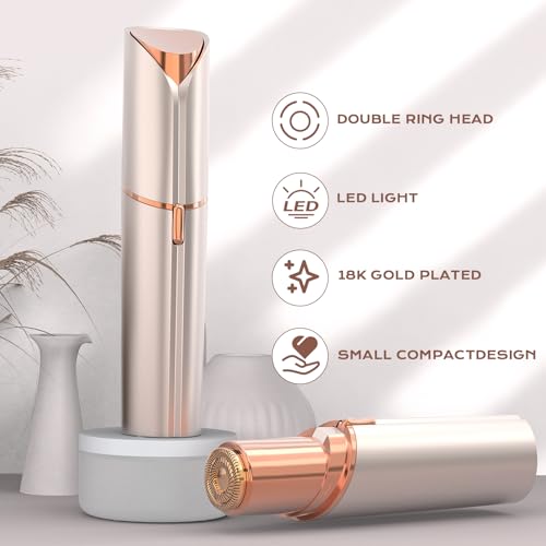 Facial Hair Removal for Women Men, Electric Shaver for Women,Eyebrow & Facial Trimmer,Double Rotating Blades Hair Remover for Upper Lip Chin Peach Fuzz Brow Hair Removal