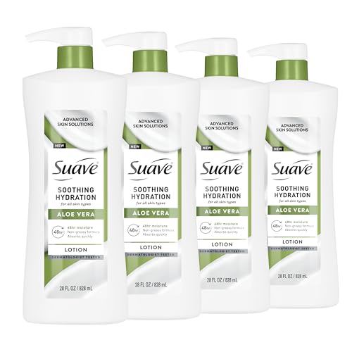 Suave Hydrating Hand & Body Lotion with Aloe Vera - 28 fl oz, 4 Pack