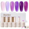 Beetles Rubber Base Gel Nail Polish Lavender Garden 6Pcs 15ml - Long-Lasting & Elegant