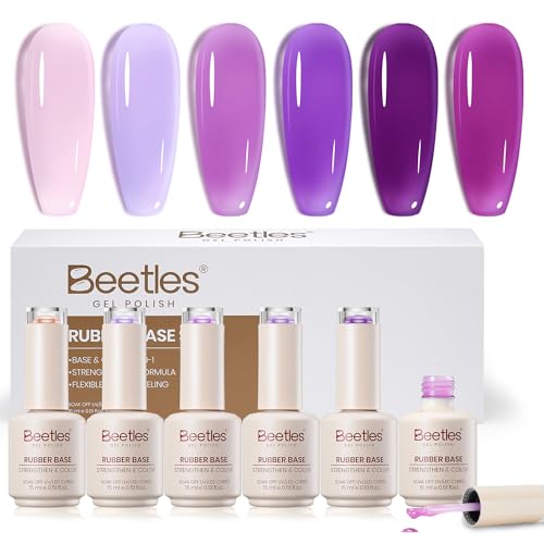 Beetles Rubber Base Gel Nail Polish Lavender Garden 6Pcs 15ml - Long-Lasting & Elegant