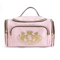 Juicy Couture Pink Makeup Bag Cosmetics Organizer Travel Essentials Duffel Velour Gold Terrier Dog Rhinestone Crown