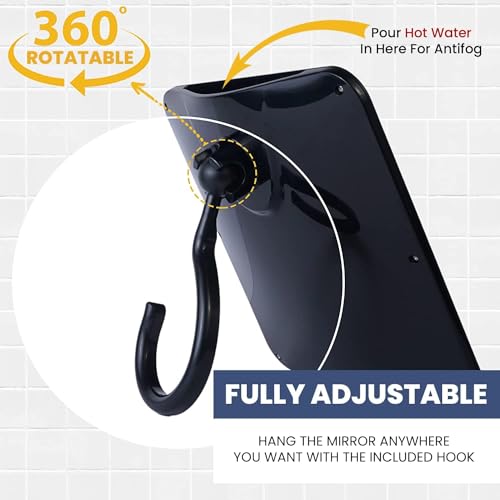 MirrorVana Real Glass Fogless Shower Mirror 8x7 in Black, Distortion-Free